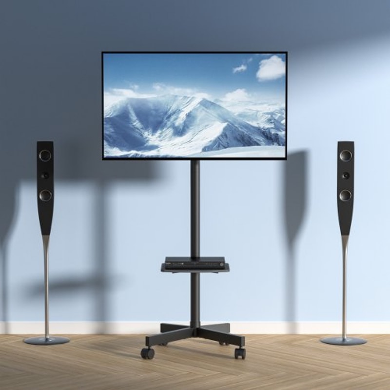 Height Adjustable Mobile TV Stand Rolling TV Cart For Screens 6