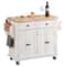 Prestige Rolling Kitchen Island Cart With Solid Wood Top Storage Cabinet 0