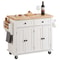 Prestige Rolling Kitchen Island Cart With Solid Wood Top Storage Cabinet 0