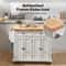 Prestige Rolling Kitchen Island Cart With Solid Wood Top Storage Cabinet 5