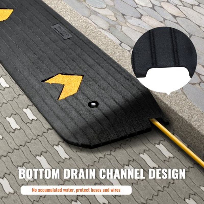 VEVOR HeavyDuty Rubber Threshold Ramp For Wheelchairs Scooters 1 Rise NonSlip Doorway Access Ramp 4
