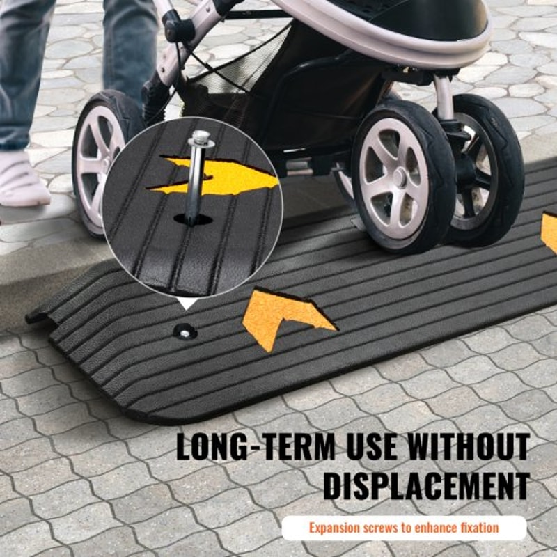 VEVOR HeavyDuty Rubber Threshold Ramp For Wheelchairs Scooters 1 Rise NonSlip Doorway Access Ramp 5