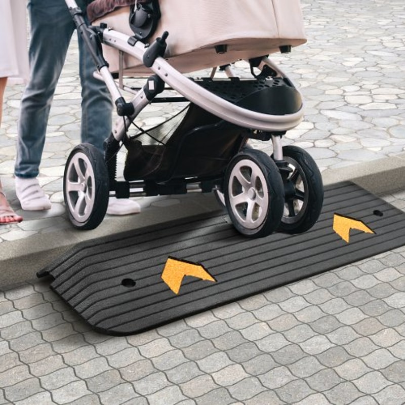 VEVOR HeavyDuty Rubber Threshold Ramp For Wheelchairs Scooters 1 Rise NonSlip Doorway Access Ramp 6