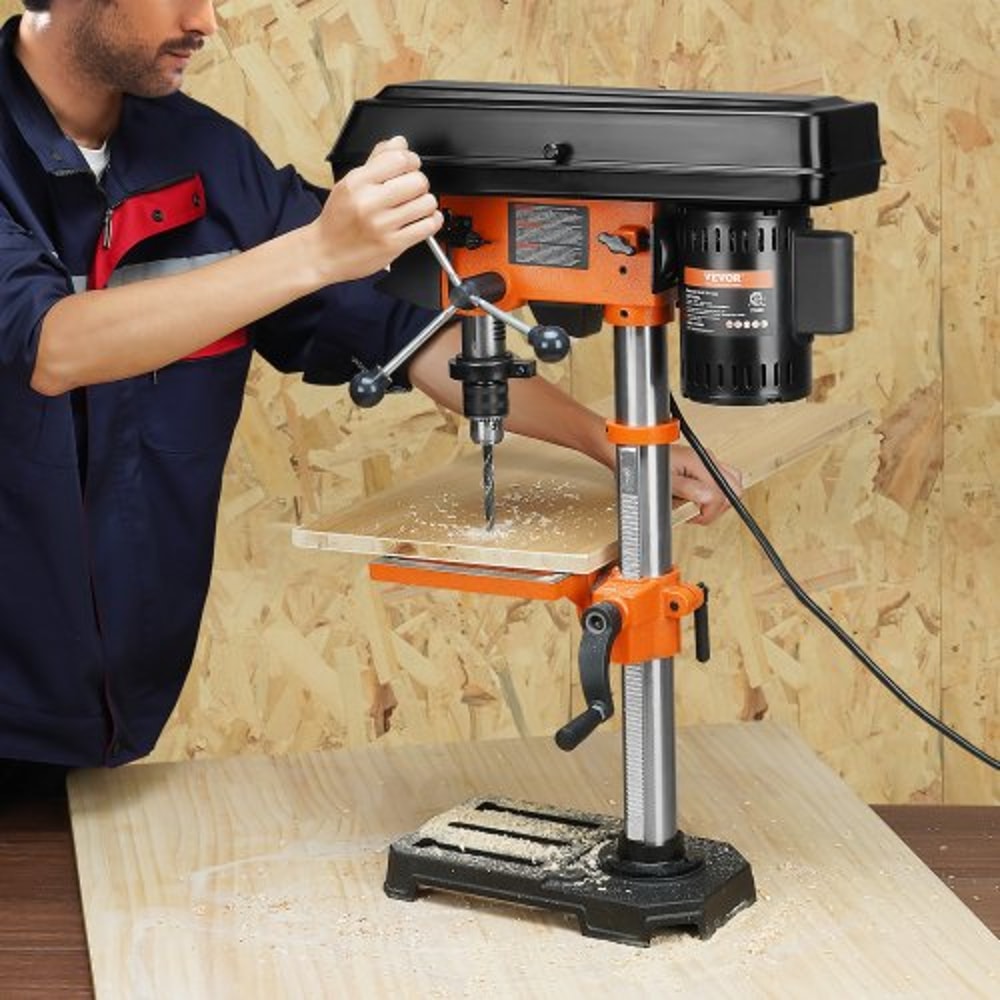 10Inch Benchtop Drill Press With 5Speed Control Cast Iron Frame Precision Laser Guide 6