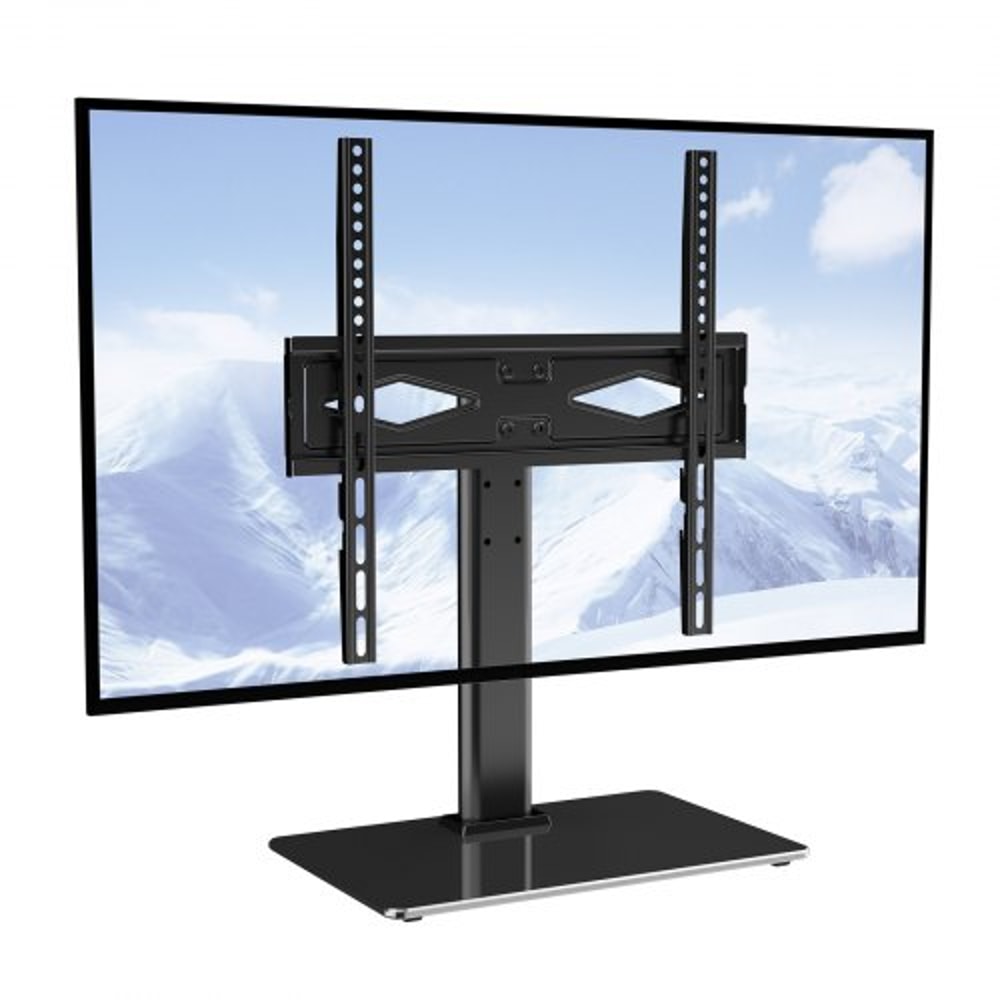 Universal Adjustable Floor TV Stand With Swivel Tempered Glass Base 0