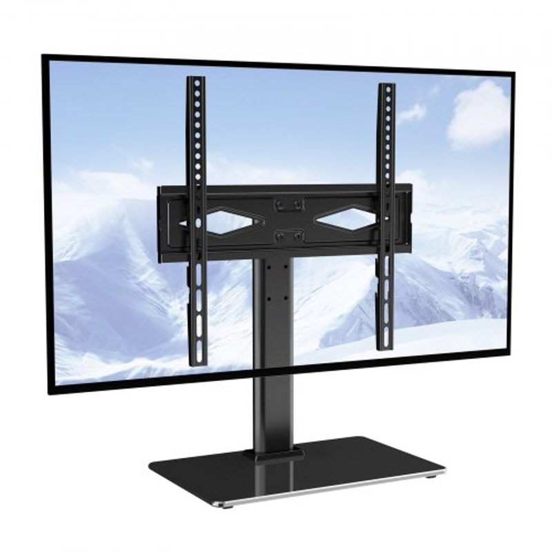 Universal Adjustable Floor TV Stand With Swivel Tempered Glass Base 0