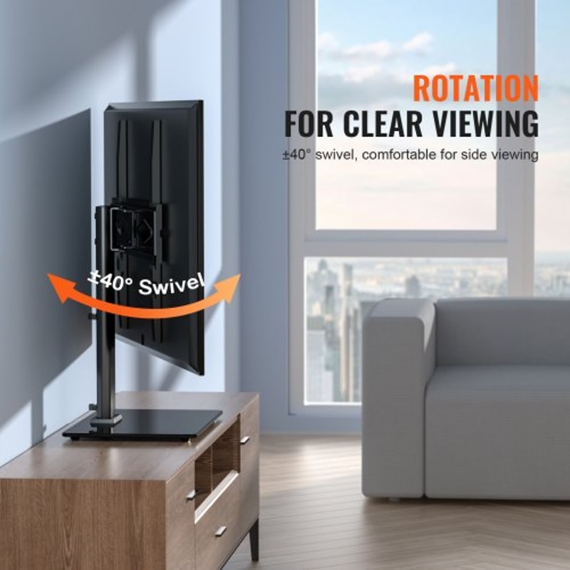 Universal Adjustable Floor TV Stand With Swivel Tempered Glass Base 3