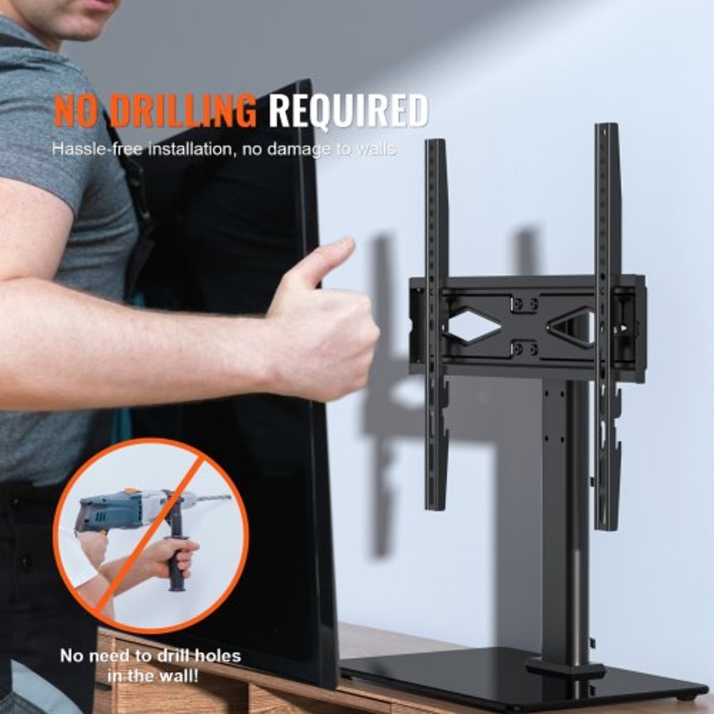 Universal Adjustable Floor TV Stand With Swivel Tempered Glass Base 4