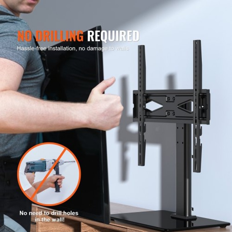 Universal Adjustable Floor TV Stand With Swivel Tempered Glass Base 4
