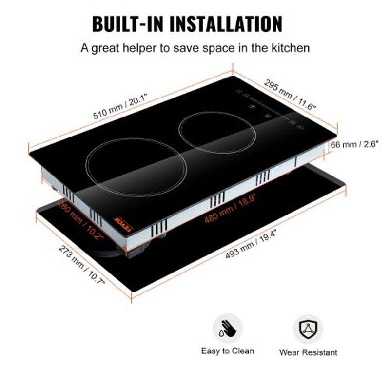 Built In 2 Burner Glass Radiant Electric Cooktop With Touch Control 6