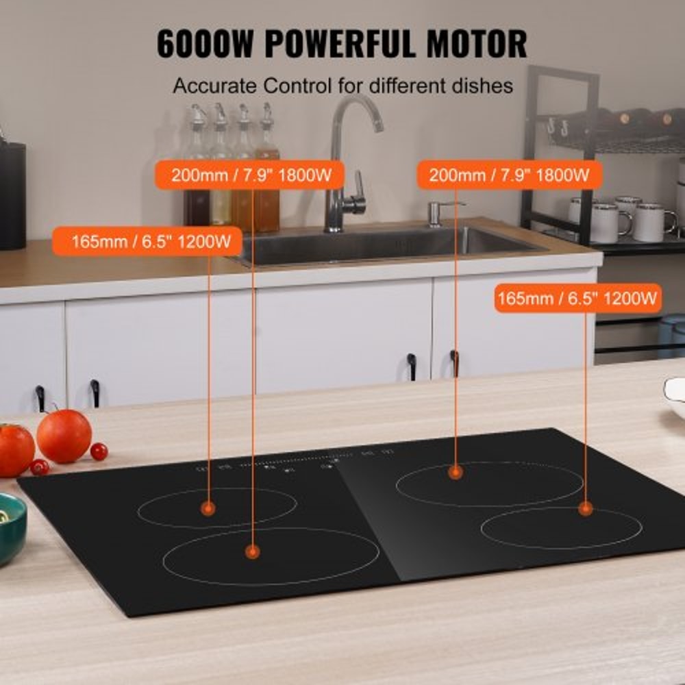 Premium Built In Electric Cooktop 4 Burners With Touch Controls Timer 1
