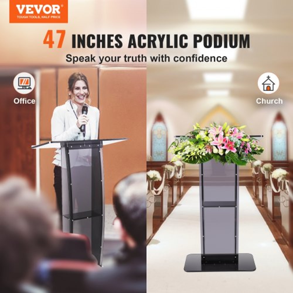 Premium Clear Acrylic Podium Stand With Wide Reading Surface 1