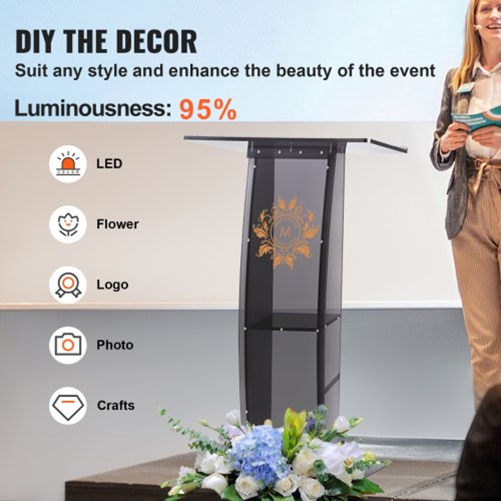 Premium Clear Acrylic Podium Stand With Wide Reading Surface 2