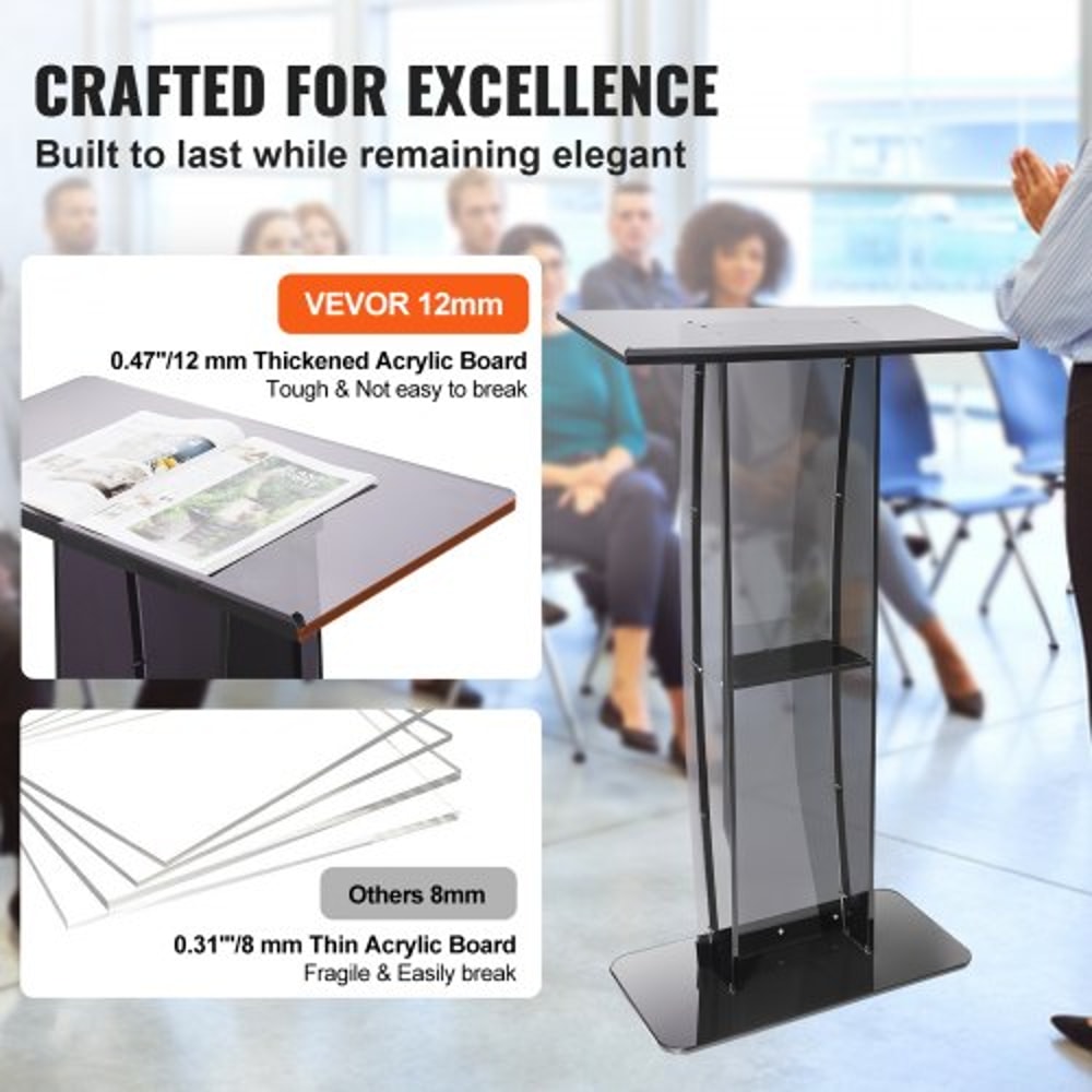 Premium Clear Acrylic Podium Stand With Wide Reading Surface 3
