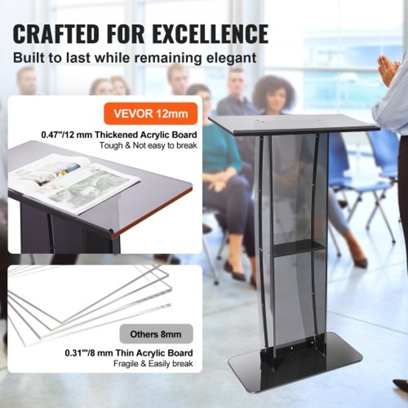 Premium Clear Acrylic Podium Stand With Wide Reading Surface 3