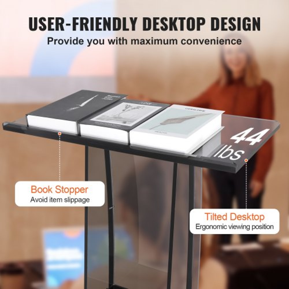 Premium Clear Acrylic Podium Stand With Wide Reading Surface 4