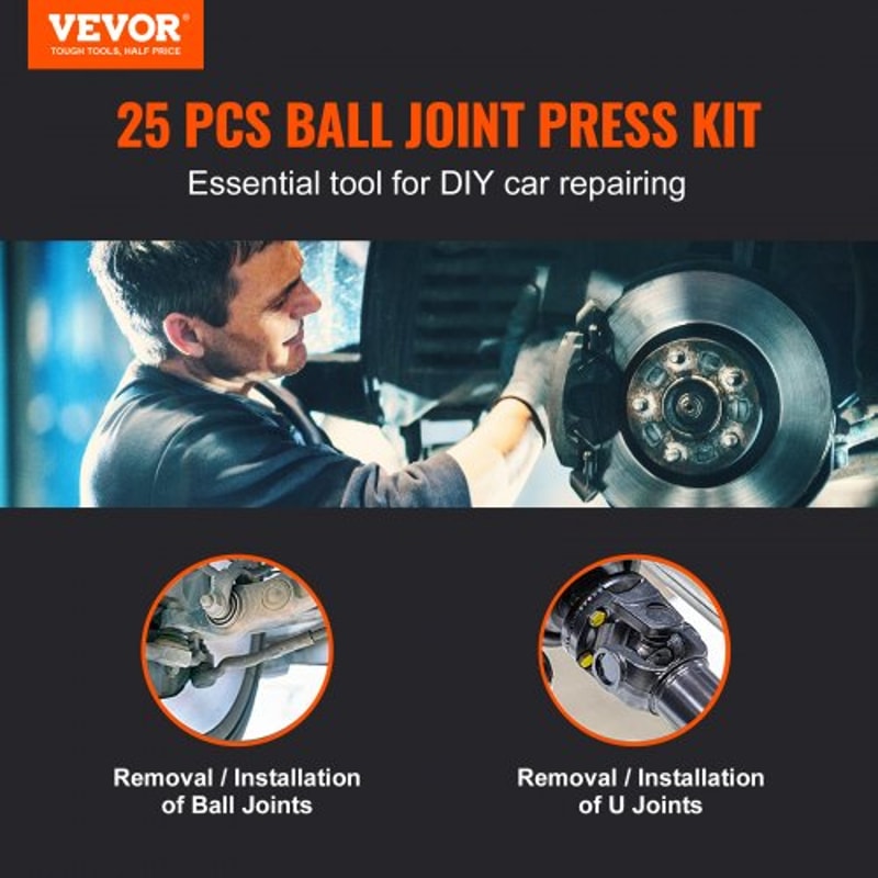 Heavy Duty Ball Joint Press Kit Automotive Repair Tool Set for 2WD & 4WD Cars