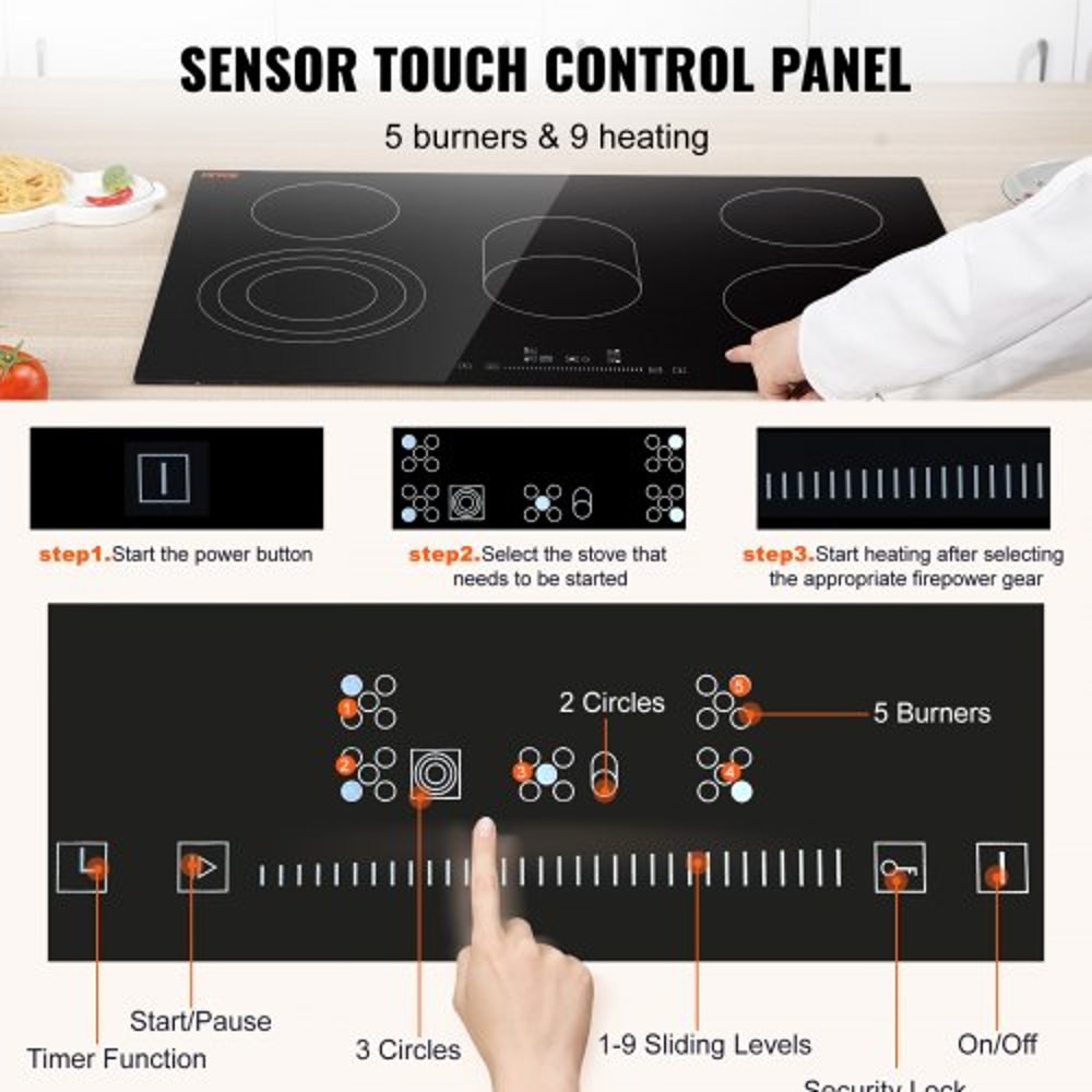 Built In Electric Cooktop With 5 Burners And Sensor Touch Controls 2