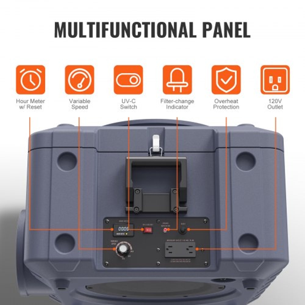 800CFM Industrial Air Scrubber Negative Air Machine With 3 Stage HEPA Filtration 2