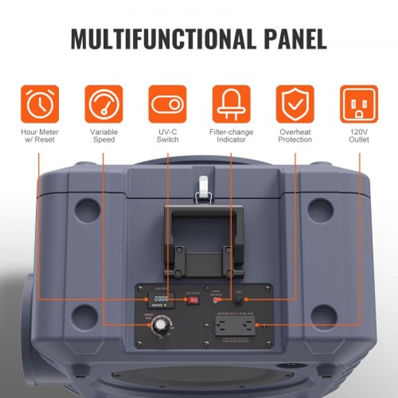 800CFM Industrial Air Scrubber Negative Air Machine With 3 Stage HEPA Filtration 2