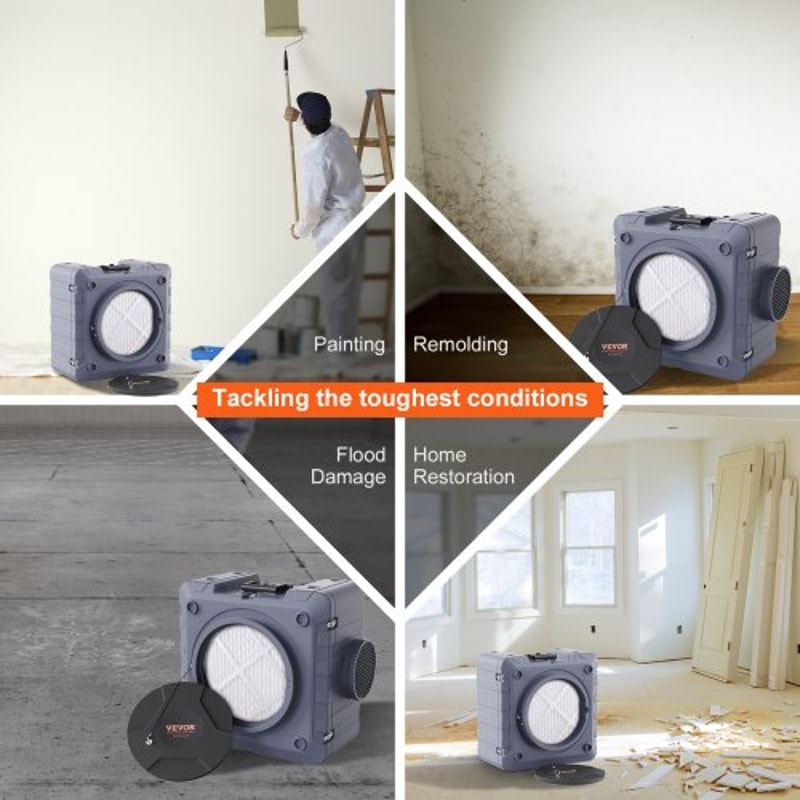 800CFM Industrial Air Scrubber Negative Air Machine With 3 Stage HEPA Filtration 4