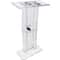 Clear Acrylic Podium Stand With Wide Desktop Storage Shelf 0
