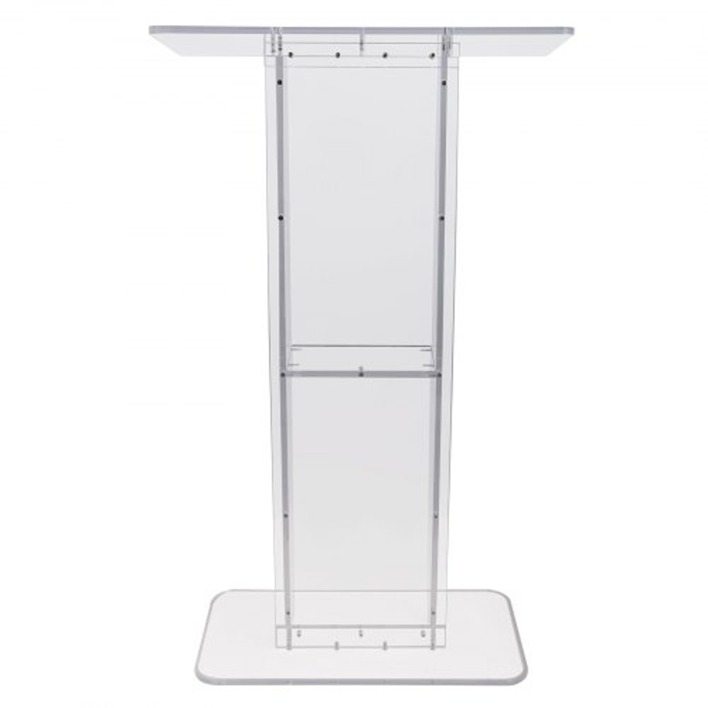 Clear Acrylic Podium Stand With Wide Desktop Storage Shelf 8