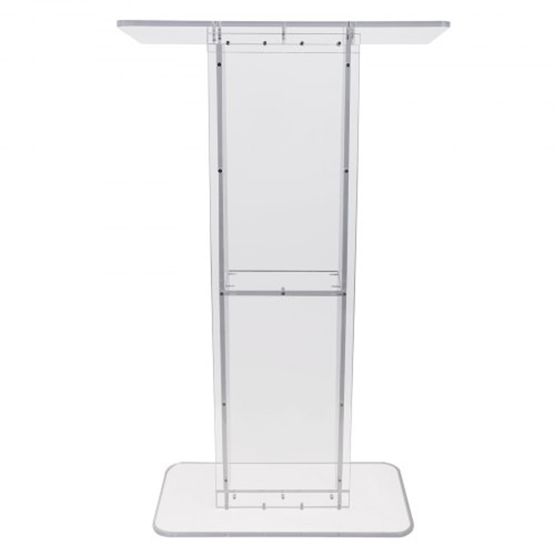 Clear Acrylic Podium Stand With Wide Desktop Storage Shelf 8