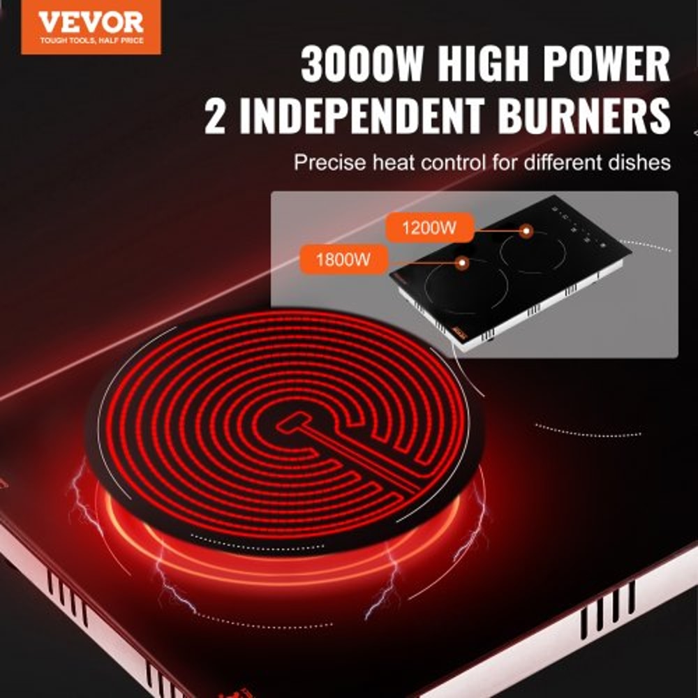 Built In Electric Cooktop 2 Burner Ceramic Stove Top With Sensor Touch Control Timer 1