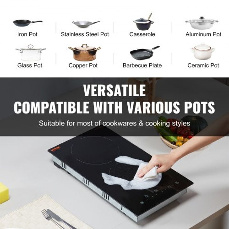 Built In Electric Cooktop 2 Burner Ceramic Stove Top With Sensor Touch Control Timer 3