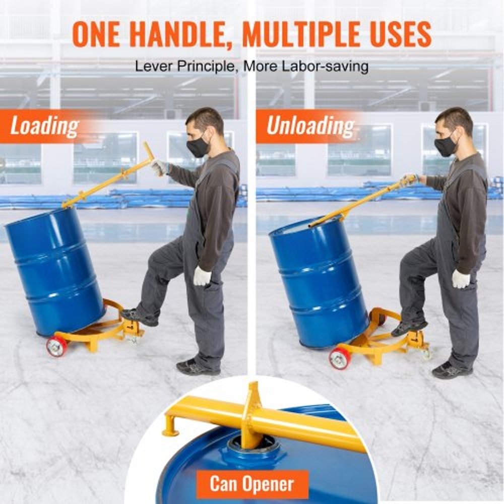 Heavy Duty 55 Gallon Drum Dolly Cart With Handle High Capacity 3