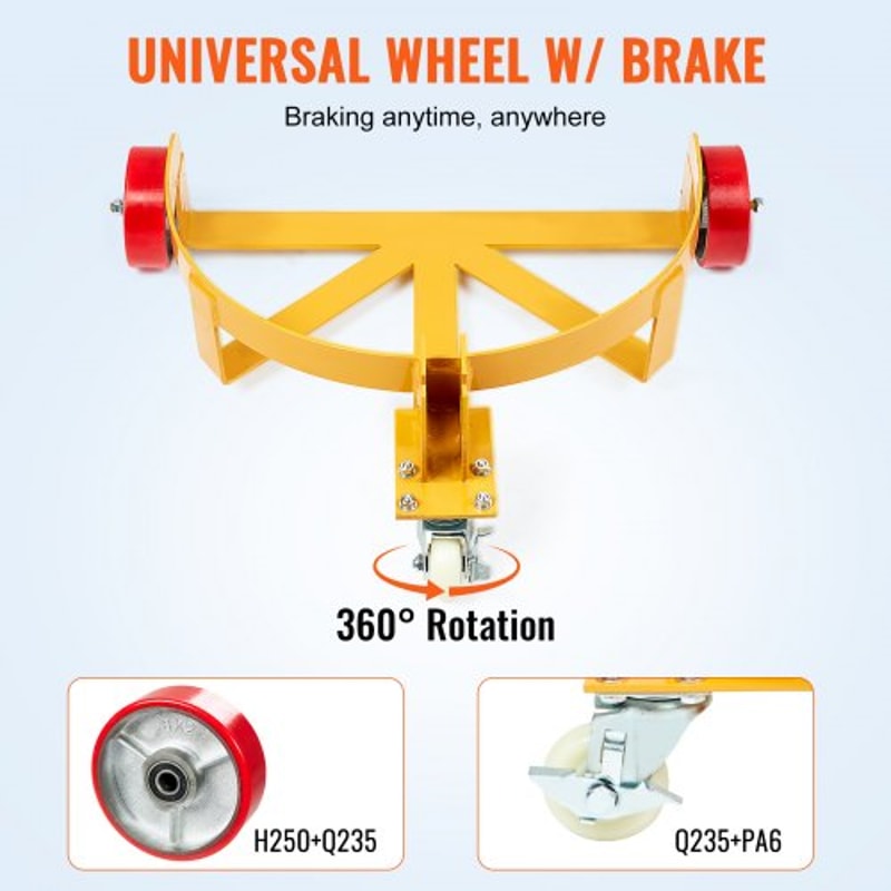 Heavy Duty 55 Gallon Drum Dolly Cart With Handle High Capacity 4