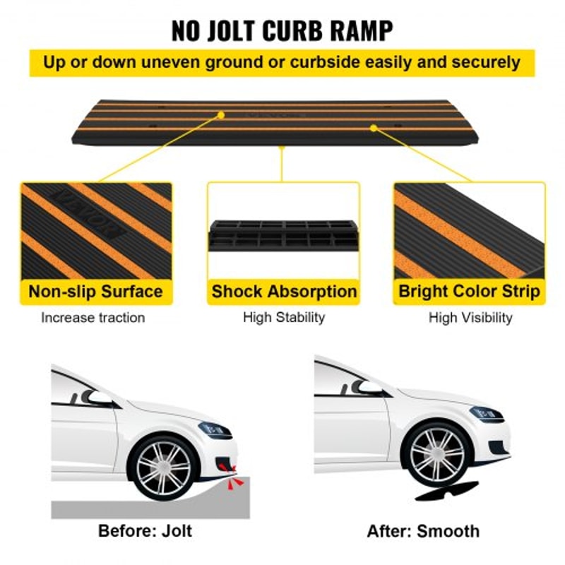 Heavy Duty Rubber Driveway Threshold Ramp Rise Curb Bridge Ramp 4