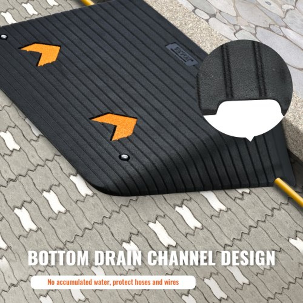 Premium Rubber Threshold Ramp Rise Heavy Duty Wheelchair & Curb Ramp with Non Slip Surface
