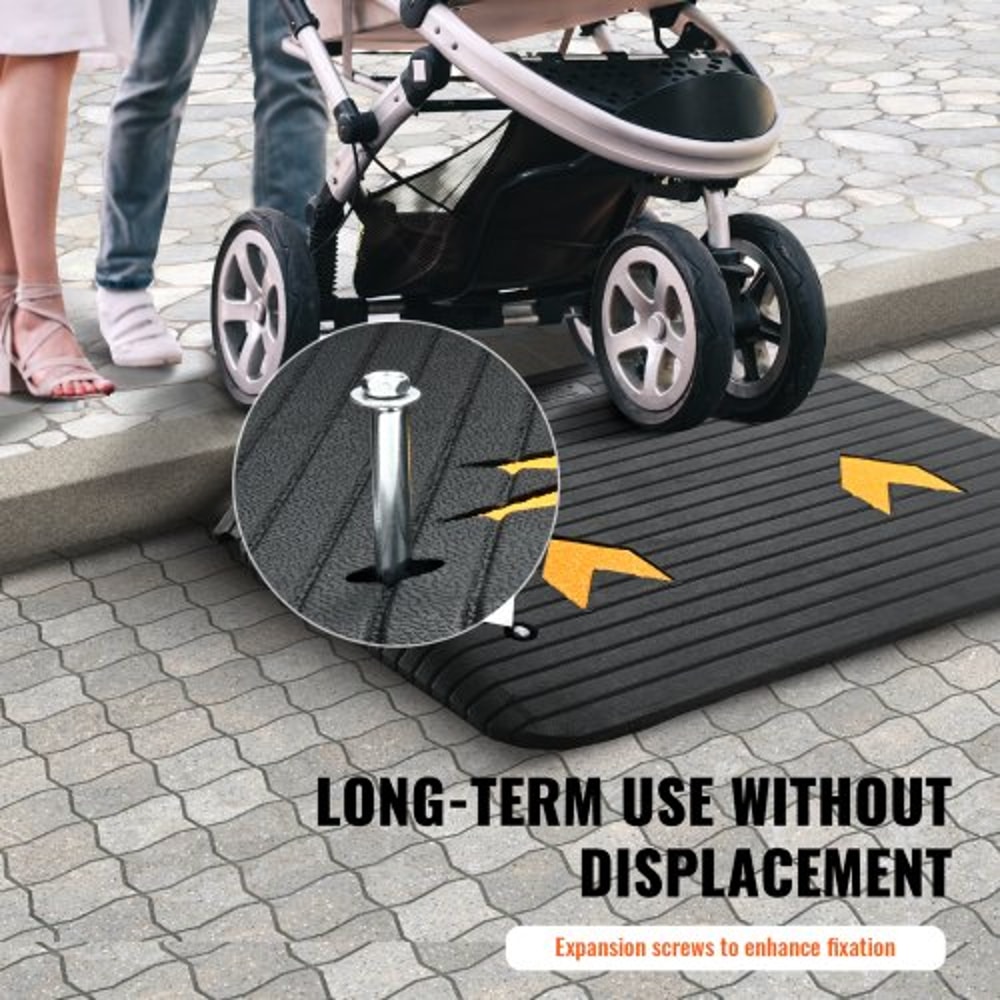 Premium Rubber Threshold Ramp Rise Heavy Duty Wheelchair & Curb Ramp with Non Slip Surface