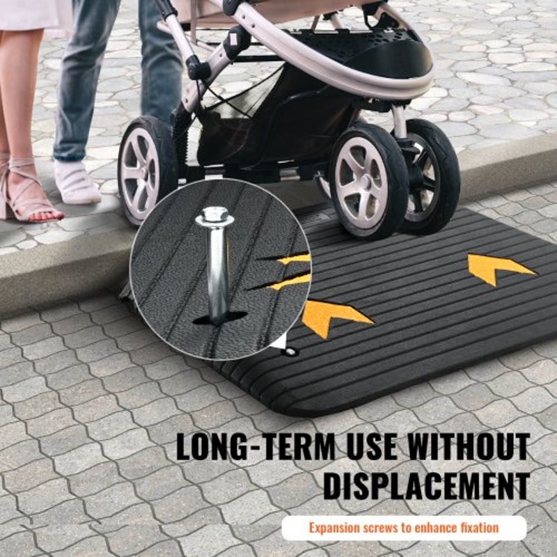 Premium Rubber Threshold Ramp Rise Heavy Duty Wheelchair & Curb Ramp with Non Slip Surface