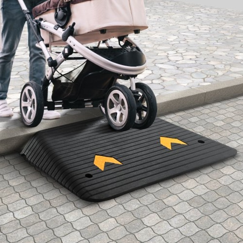 Premium Rubber Threshold Ramp Rise Heavy Duty Wheelchair & Curb Ramp with Non Slip Surface