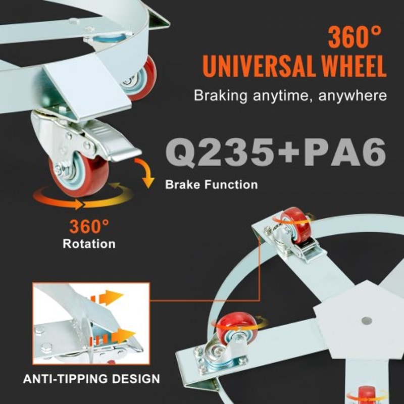 Heavy Duty 55 Gallon Drum Dolly Cart With Swivel Casters 4