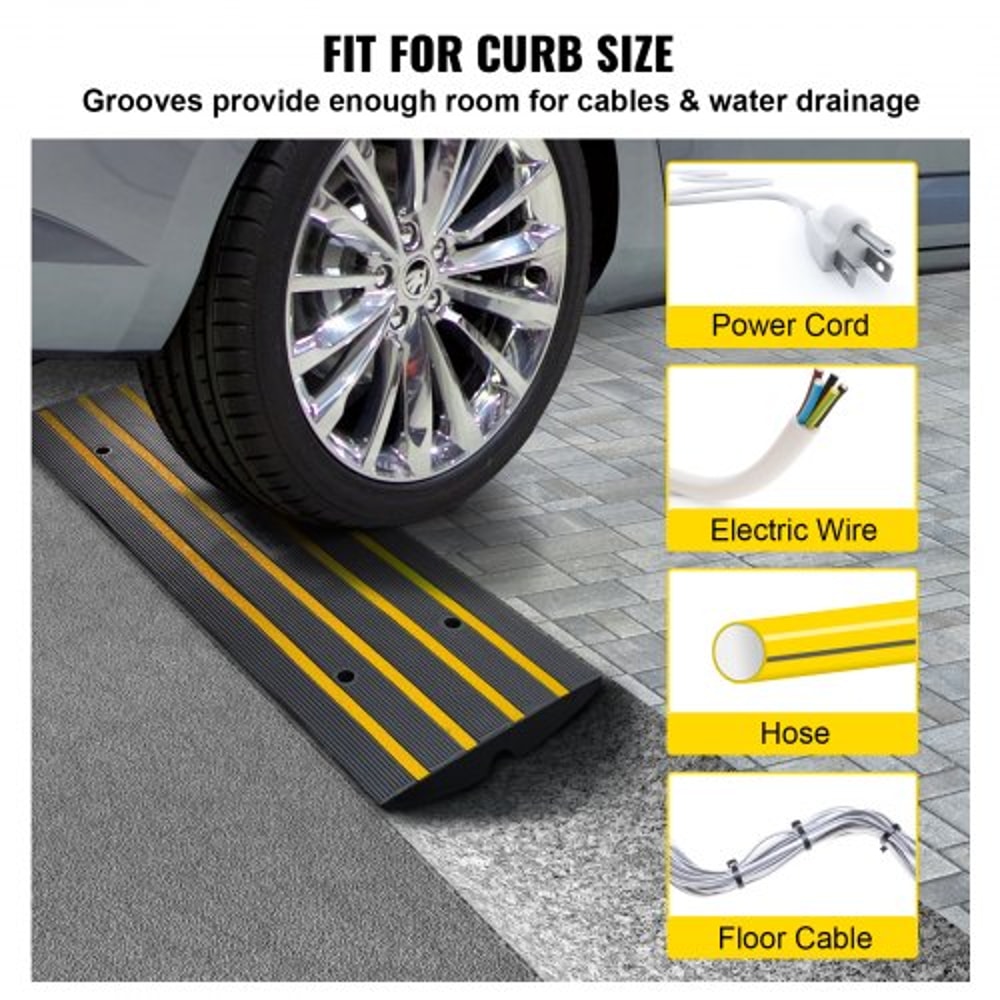 Heavy Duty Rubber Driveway Curb Ramp 26 Threshold Ramp For Garage Loading Dock 2