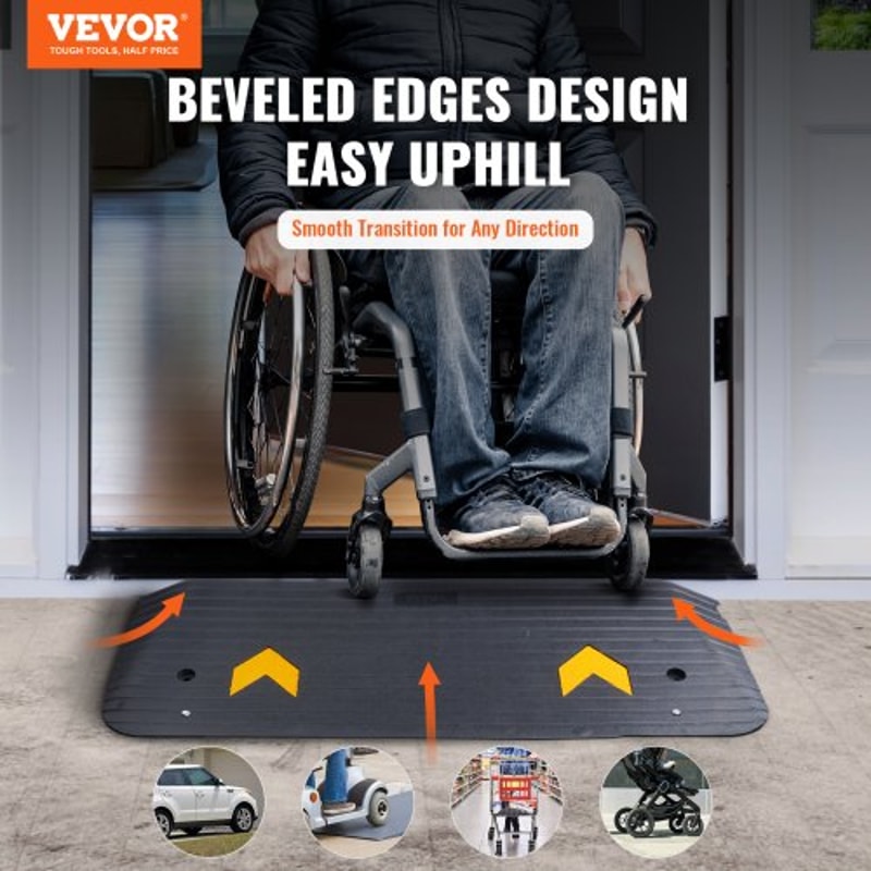Premium Rubber Threshold Ramp For Wheelchair Scooter Access Heavy Duty Doorway Ramp 1