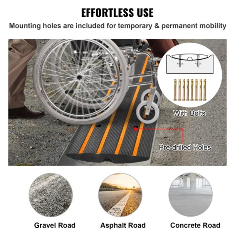Heavy Duty Rubber Driveway Curb Ramps Expandable Threshold Ramp Set 5