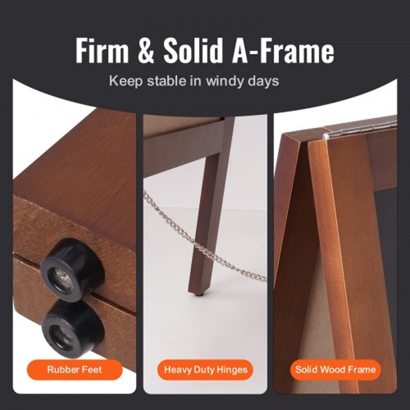 Rustic Wooden A Frame Chalkboard Sign With Chalk Magnetic Eraser Double Sided Sidewalk Display Boa 4