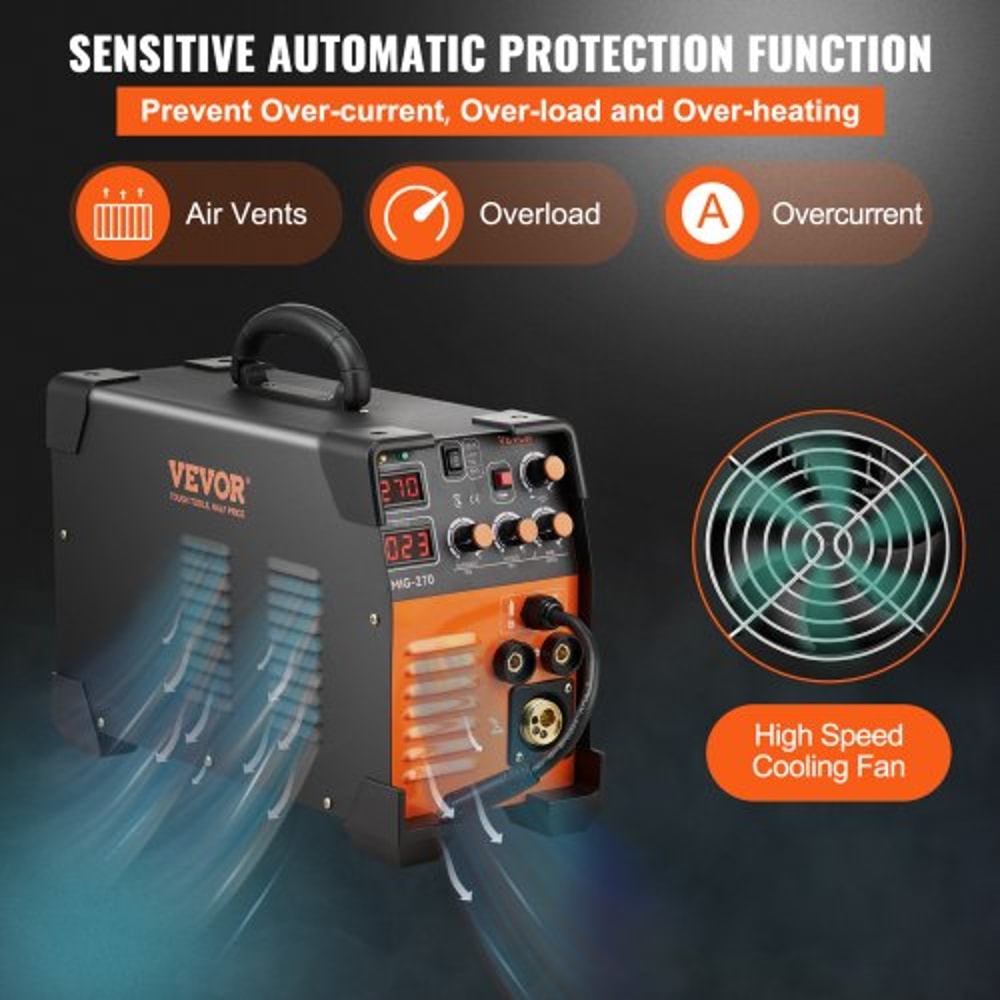MIG Inverter Welder Machine 270A Flux Core TIG MMA Combo 5