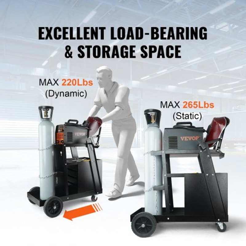 Heavy Duty 2 Tier Welding Cart With 4 Drawers Tank Storage Mobile Welder Cart Organizer 2