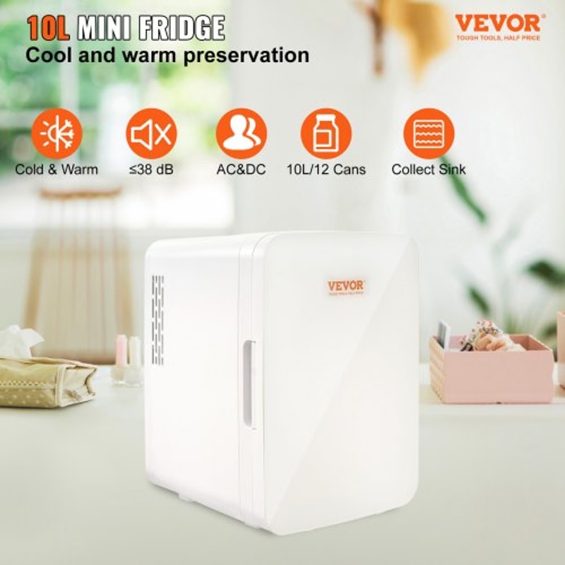 Portable 10L Mini Fridge Cooler & Warmer for Home, Office, Dorm & Travel