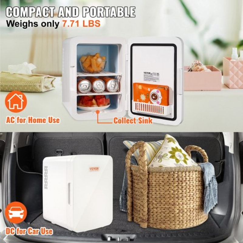 Portable 10L Mini Fridge Cooler & Warmer for Home, Office, Dorm & Travel