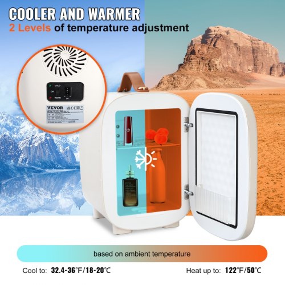 4L Portable Skincare Makeup Fridge ACDC Cooler Warmer Tiny Refrigerator 2