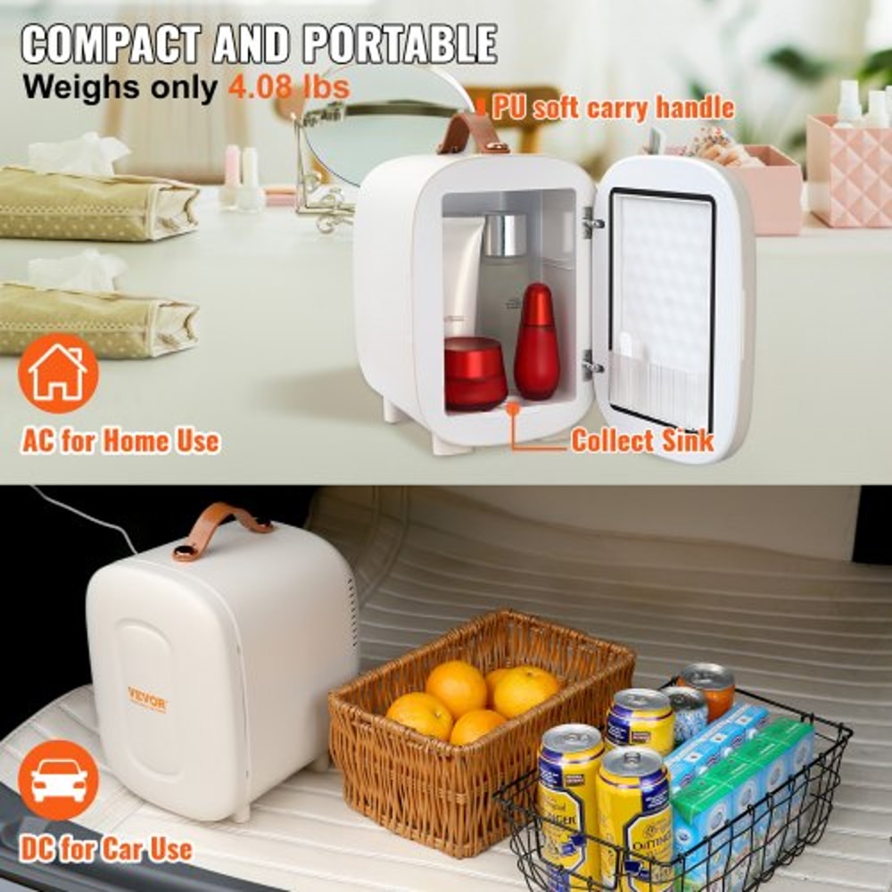 4L Portable Skincare Makeup Fridge ACDC Cooler Warmer Tiny Refrigerator 5