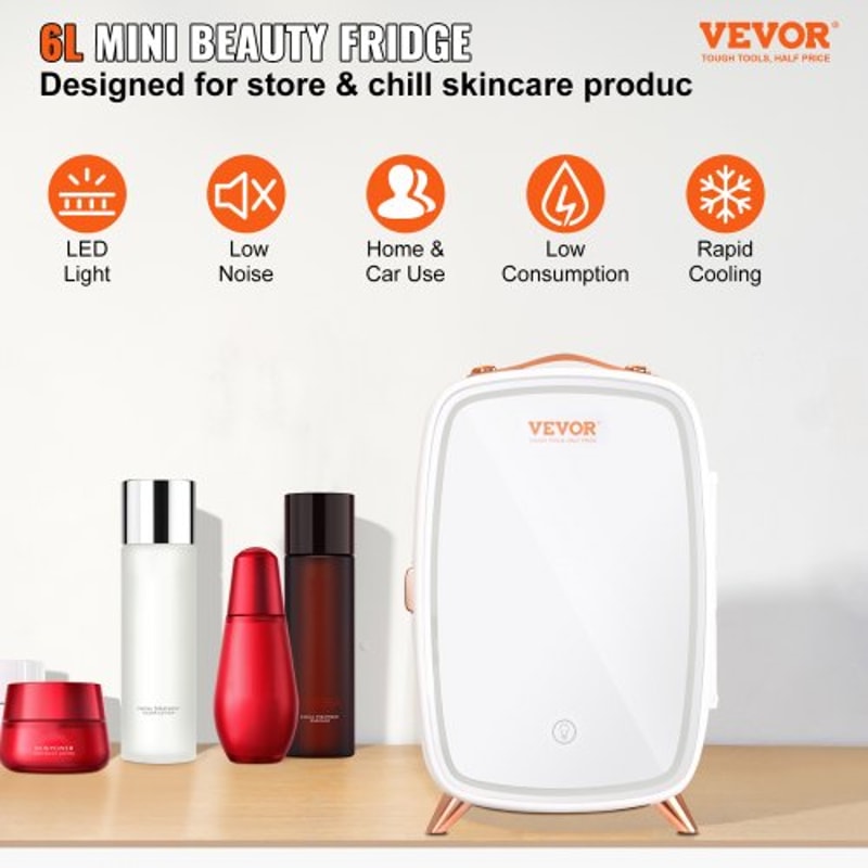 Portable Skincare Cosmetic Mini Fridge 6L With LED Mirror 1