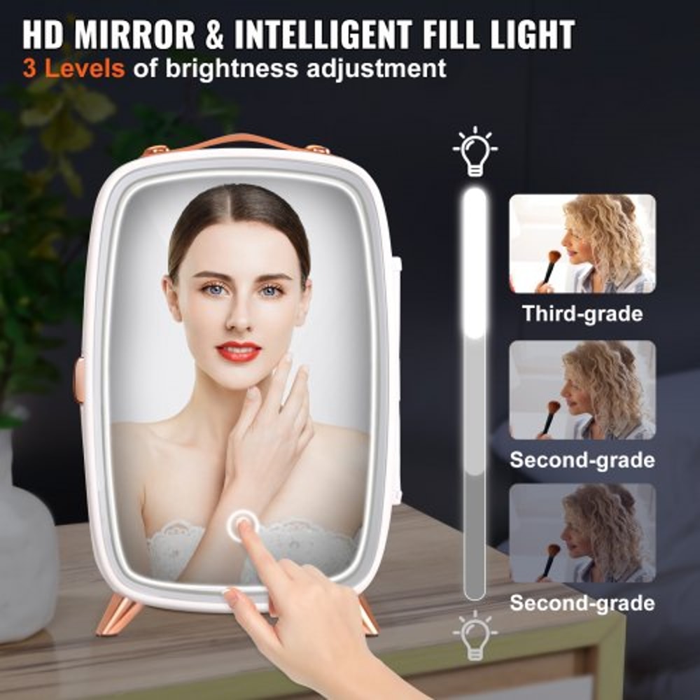 Portable Skincare Cosmetic Mini Fridge 6L With LED Mirror 2